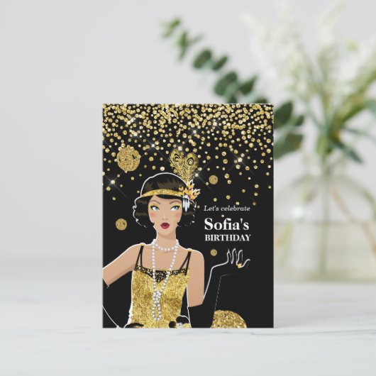 1920 - uitnodiging van het flapper - meisje , gats (Staand voorkant)