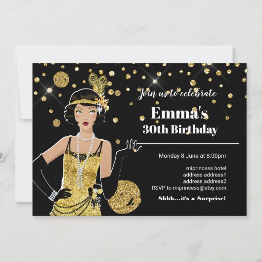 1920 - uitnodiging van het flapper - meisje , gats (Voorkant)