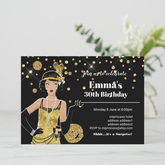 1920 - uitnodiging van het flapper - meisje , gats (Staand voorkant)