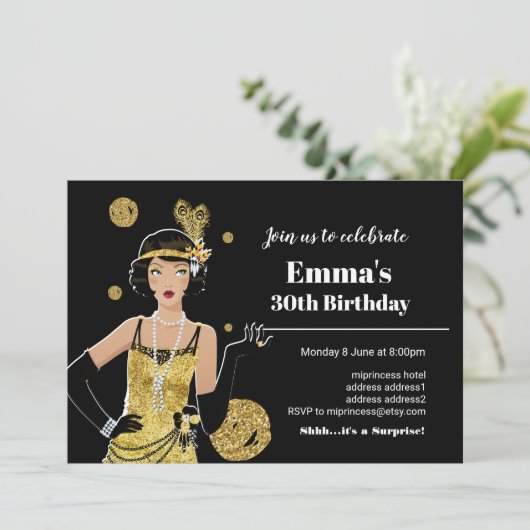 1920 - uitnodiging van het flapper - meisje , gats (Staand voorkant)