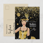 1920 - uitnodiging van het flapper - meisje , gats briefkaart (Voorkant / Achterkant)