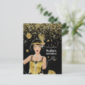 1920 - uitnodiging van het flapper - meisje , gats briefkaart (Staand voorkant)