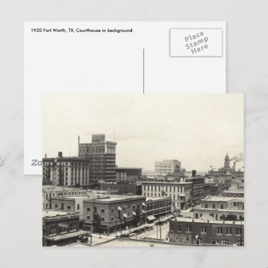 1920 Uitzicht van de binnenstad Fort Worth, TX & C Briefkaart (Voorkant / Achterkant)