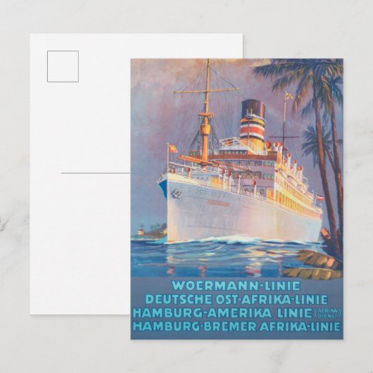 1920 Woermann-Linie Duitsland reisposter Briefkaart (Voorkant / Achterkant)