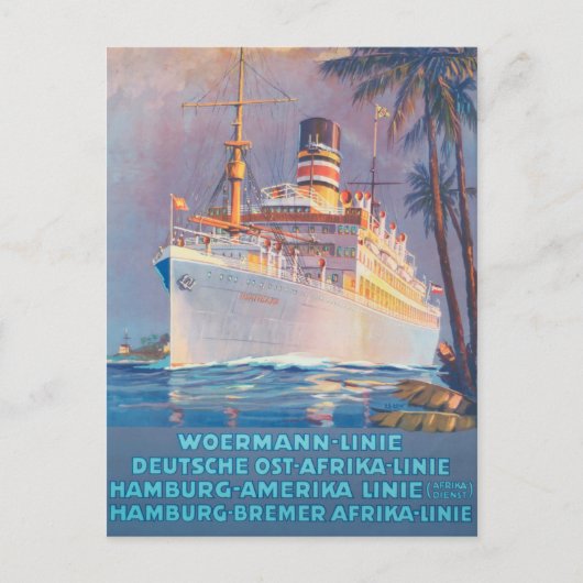  1920 Woermann-Linie Duitsland reisposter Briefkaart (Voorkant)