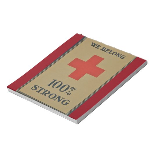 1920 WWI Red Cross"Wij behoren tot 100% sterk" Notitieblok (Linkerzijde)