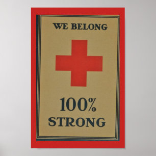 1920 WWI Red Cross"Wij behoren tot 100% sterk" Poster