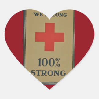 1920 WWI Rode Kruis "Wij zijn 100% sterk" Hart Sticker