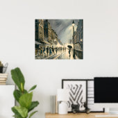 1920: Zwaar Storm Regen Parijs Olieschilders Poster (Thuiskantoor)