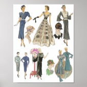 1920s 1930s mode modellen kleding flapper meisjes poster (Voorkant)