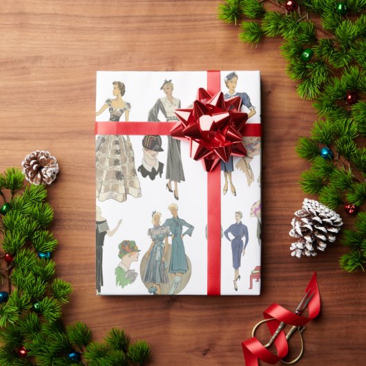 1920s 30s flapper meisje mode jurken kunst cadeaupapier (Feestdagen Geschenken)