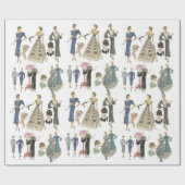 1920s 30s flapper meisje mode jurken kunst cadeaupapier (Vlak)
