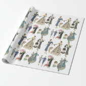 1920s 30s flapper meisje mode jurken kunst cadeaupapier (Uitgerold)