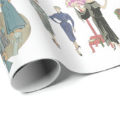 1920s 30s flapper meisje mode jurken kunst cadeaupapier (Rol Hoek)