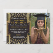 1920s Art Deco Afstuderen Foto Gatsby Party Gold Kaart (Voorkant)