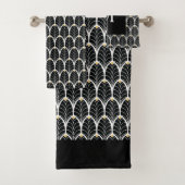 1920s Art Deco Black & White Leaves Bad Handdoek (Insitu)