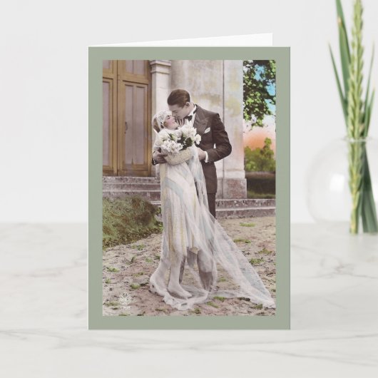 1920s Art Deco Bride en Groom Photo Card Kaart (Voorkant)