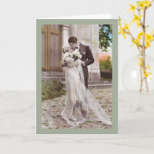  1920s Art Deco Bride en Groom Photo Card Kaart (Gele Bloem)