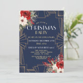 1920's Art Deco Christmas Nodig Gatsby Navy Gold u Kaart (Staand voorkant)