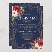 1920's Art Deco Christmas Nodig Gatsby Navy Gold u Kaart (Voorkant / Achterkant)