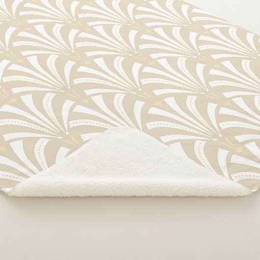 1920's Art Deco Elegante Witte & Crème Palmetto's Sherpa Deken (3/4)