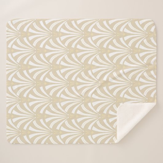 1920's Art Deco Elegante Witte & Crème Palmetto's Sherpa Deken (Voorkant (horizontaal))