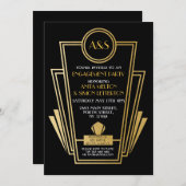 1920s Art Deco Engagement Party Nodig Gatsby Gold Kaart (Voorkant / Achterkant)