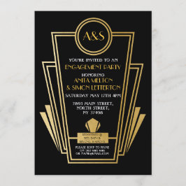 1920s Art Deco Engagement Party Nodig Gatsby Gold  Kaart