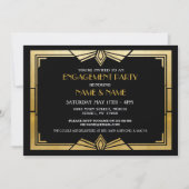 1920s Art Deco Engagement Party Nodig Gatsby Gold  Kaart (Voorkant)