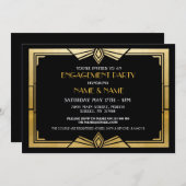 1920s Art Deco Engagement Party Nodig Gatsby Gold  Kaart (Voorkant / Achterkant)