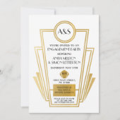 1920s Art Deco Engagement Party Nodig Gatsby Gold Kaart (Voorkant)