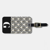 1920s Art Deco Fans & Initiaal Letter Bagagelabel (Voorkant horizontaal)