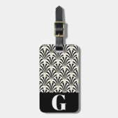 1920s Art Deco Fans & Initiaal Letter Bagagelabel (Voorkant verticaal)