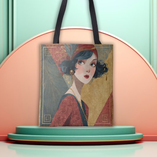 1920's Art Deco Flapper Girl Tote Bag