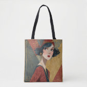 1920's Art Deco Flapper Girl Tote Bag (Voorkant)
