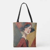 1920's Art Deco Flapper Girl Tote Bag (Achterkant)