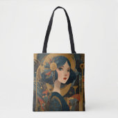 1920's Art Deco Flapper Girl Tote Bag (Voorkant)