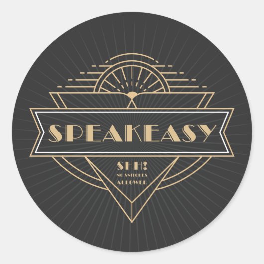 1920s  Art Deco Flapper Speakeasy Ronde Sticker (Voorkant)