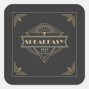 1920s  Art Deco Flapper Speakeasy Vierkante Sticker