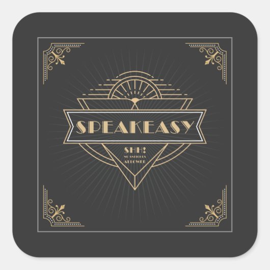 1920s  Art Deco Flapper Speakeasy Vierkante Sticker (Voorkant)