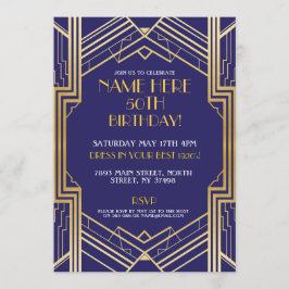 1920's Art Deco Gatsby 30 40e 50e verjaardag Kaart