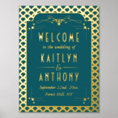  1920's Art Deco Gatsby Bruiloft Welkom Folie Afdrukken (Voorkant)