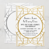 1920's Art Deco Gatsby Gold 20's bruiloft uitnodig Kaart (Voorkant / Achterkant)