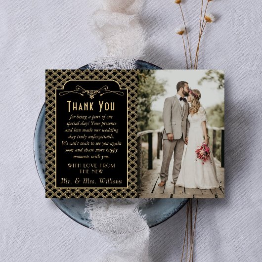  1920's Art Deco Gatsby trouwfoto Bedankkaart