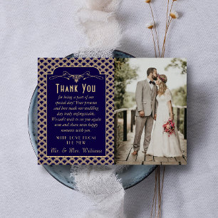  1920's Art Deco Gatsby trouwfoto Bedankkaart