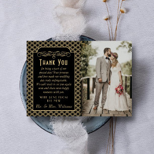  1920's Art Deco Gatsby trouwfoto Bedankkaart