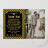  1920's Art Deco Gatsby trouwfoto Folie Uitnodiging (Voorkant)