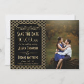  1920's Art Deco Gatsby trouwfoto Save The Date (Voorkant)