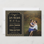  1920's Art Deco Gatsby trouwfoto Save The Date (Voorkant)