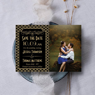  1920's Art Deco Gatsby trouwfoto Save The Date